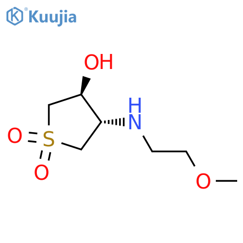 trans-3-hydroxy-4-(2-methoxyethyl)amino-1lambda6-thiolane-1,1-dione structure