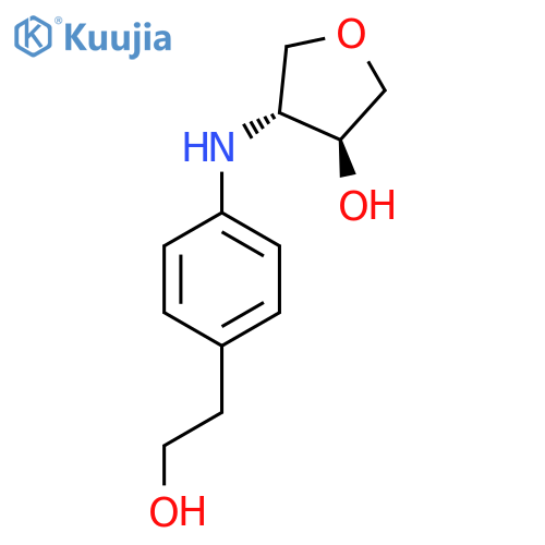 trans-4-{4-(2-hydroxyethyl)phenylamino}oxolan-3-ol structure