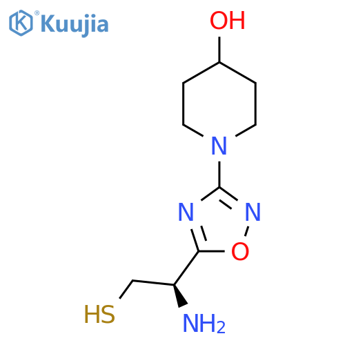 1-{5-(1R)-1-amino-2-sulfanylethyl-1,2,4-oxadiazol-3-yl}piperidin-4-ol structure