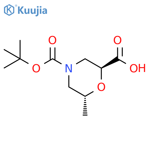 4-(tert-butoxy)carbonyl-6-methylmorpholine-2-carboxylic acid structure
