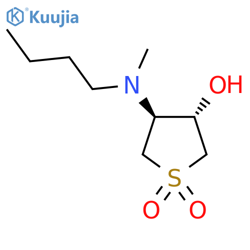trans-3-butyl(methyl)amino-4-hydroxy-1lambda6-thiolane-1,1-dione structure