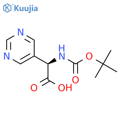 (2R)-2-{[(tert-butoxy)carbonyl]amino}-2-(pyrimidin-5-yl)acetic acid structure