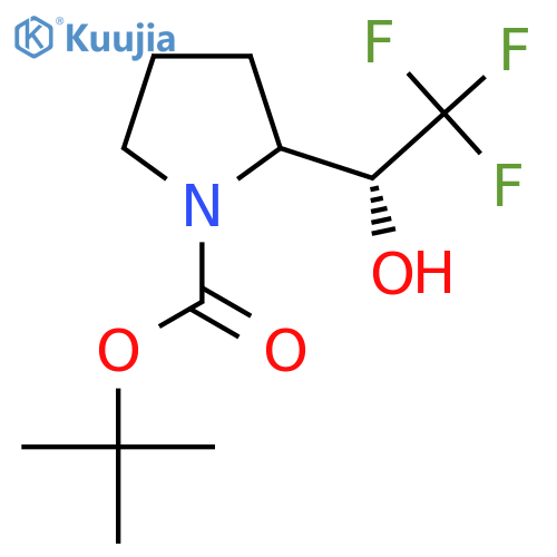 tert-butyl 2-(1R)-2,2,2-trifluoro-1-hydroxyethylpyrrolidine-1-carboxylate structure