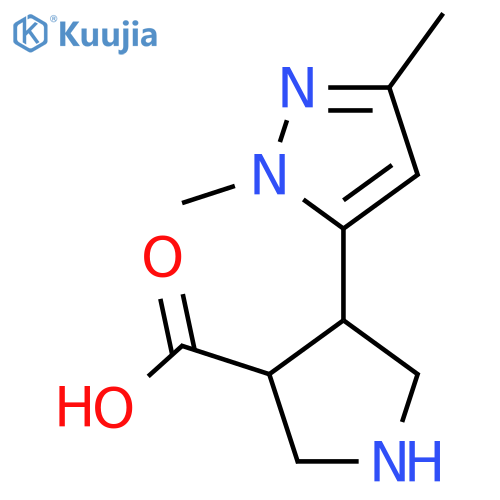 4-(1,3-dimethyl-1H-pyrazol-5-yl)pyrrolidine-3-carboxylic acid structure