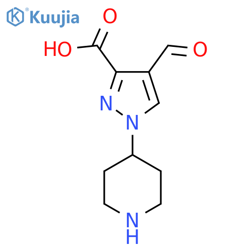 4-formyl-1-(piperidin-4-yl)-1H-pyrazole-3-carboxylic acid structure