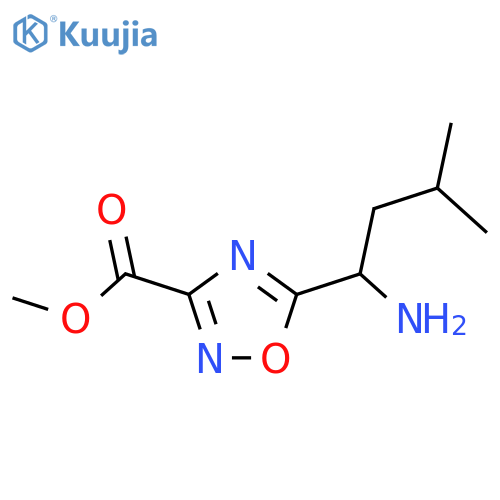 methyl 5-(1-amino-3-methylbutyl)-1,2,4-oxadiazole-3-carboxylate structure