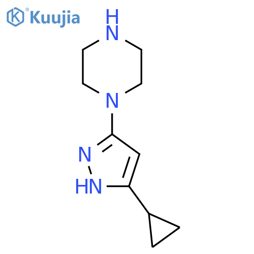 1-(3-cyclopropyl-1H-pyrazol-5-yl)piperazine structure