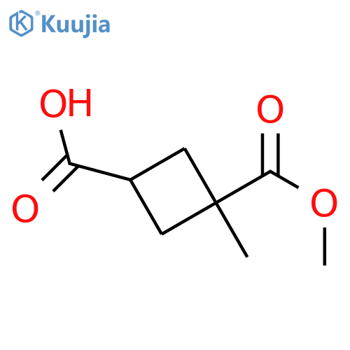 3-(methoxycarbonyl)-3-methylcyclobutane-1-carboxylic acid structure