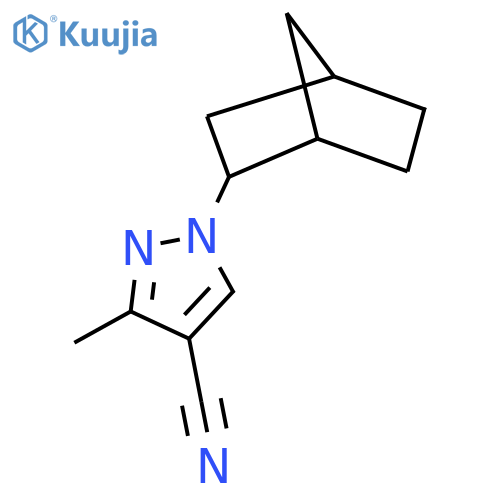 1-{bicyclo2.2.1heptan-2-yl}-3-methyl-1H-pyrazole-4-carbonitrile structure