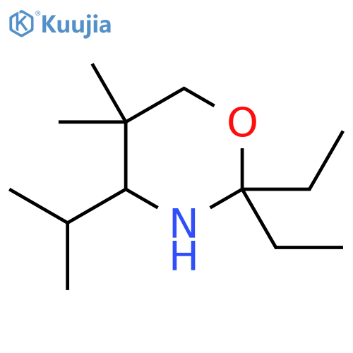 2,2-diethyl-5,5-dimethyl-4-(propan-2-yl)-1,3-oxazinane structure