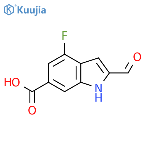 4-fluoro-2-formyl-1H-indole-6-carboxylic acid structure