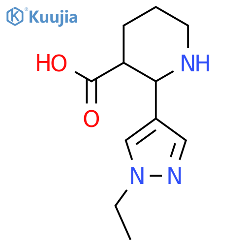 2-(1-ethyl-1H-pyrazol-4-yl)piperidine-3-carboxylic acid structure