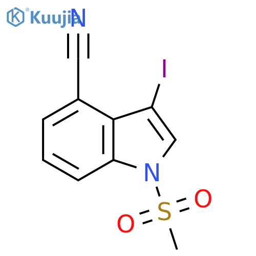 3-iodo-1-methanesulfonyl-1H-indole-4-carbonitrile structure