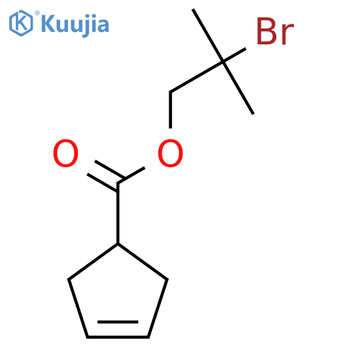 2-bromo-2-methylpropyl cyclopent-3-ene-1-carboxylate structure