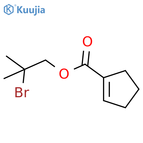 2-bromo-2-methylpropyl cyclopent-1-ene-1-carboxylate structure