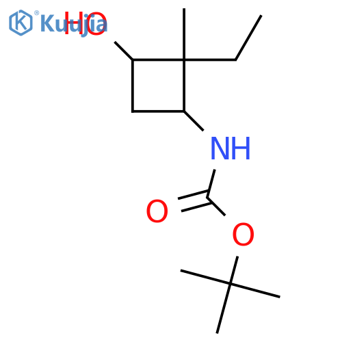 tert-butyl N-(2-ethyl-3-hydroxy-2-methylcyclobutyl)carbamate structure