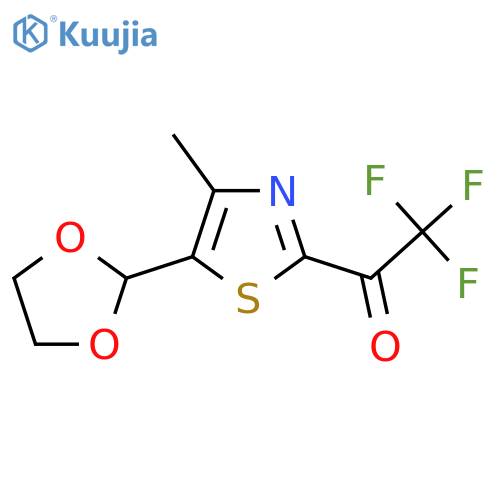 1-5-(1,3-dioxolan-2-yl)-4-methyl-1,3-thiazol-2-yl-2,2,2-trifluoroethan-1-one structure