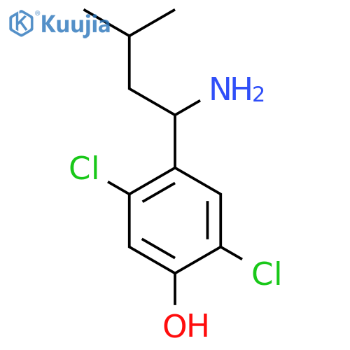 4-(1-amino-3-methylbutyl)-2,5-dichlorophenol structure