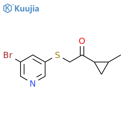 2-(5-bromopyridin-3-yl)sulfanyl-1-(2-methylcyclopropyl)ethan-1-one structure