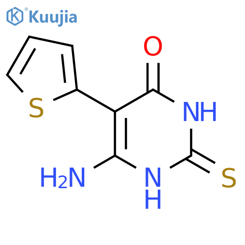 6-amino-2-sulfanyl-5-(thiophen-2-yl)-3,4-dihydropyrimidin-4-one structure