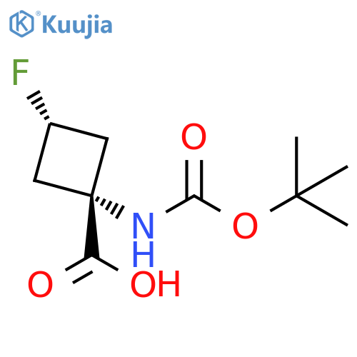 (1r,3r)-1-{(tert-butoxy)carbonylamino}-3-fluorocyclobutane-1-carboxylic acid structure