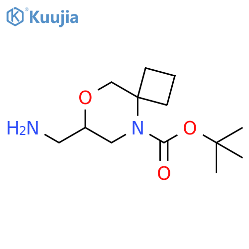 8-Oxa-5-azaspiro[3.5]nonane-5-carboxylic acid, 7-(aminomethyl)-, 1,1-dimethylethyl ester structure