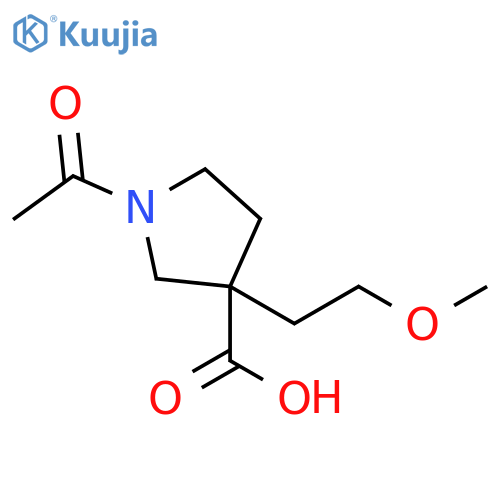 1-acetyl-3-(2-methoxyethyl)pyrrolidine-3-carboxylic acid structure