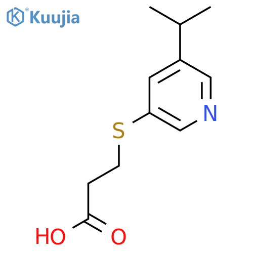 3-{5-(propan-2-yl)pyridin-3-ylsulfanyl}propanoic acid structure