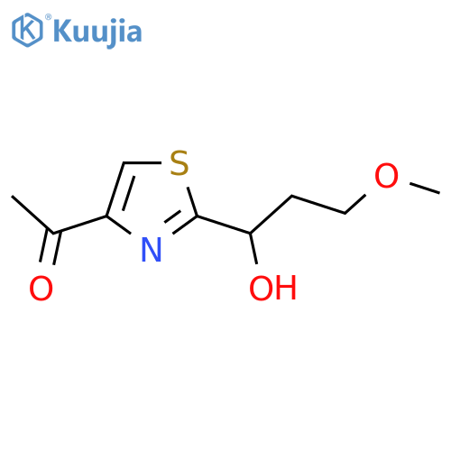 1-2-(1-hydroxy-3-methoxypropyl)-1,3-thiazol-4-ylethan-1-one structure