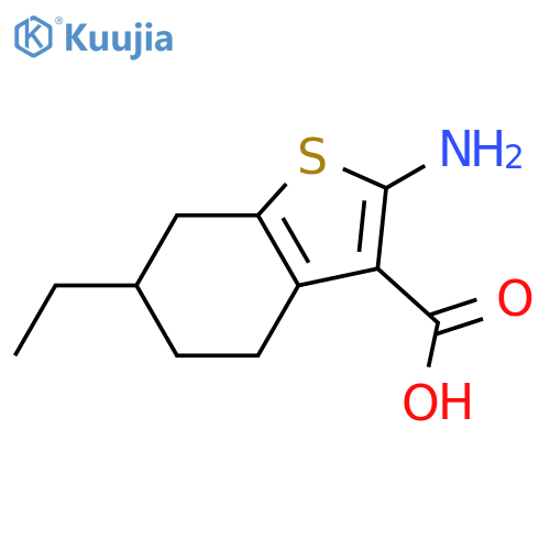 2-amino-6-ethyl-4,5,6,7-tetrahydro-1-benzothiophene-3-carboxylic acid structure