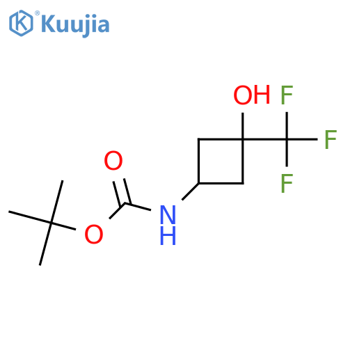 tert-butyl cis-N-[3-hydroxy-3-(trifluoromethyl)cyclobutyl]carbamate structure