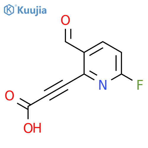3-(6-fluoro-3-formylpyridin-2-yl)prop-2-ynoic acid structure
