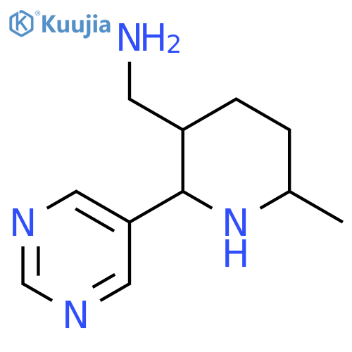 6-methyl-2-(pyrimidin-5-yl)piperidin-3-ylmethanamine structure