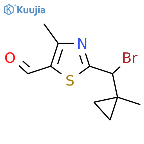 2-bromo(1-methylcyclopropyl)methyl-4-methyl-1,3-thiazole-5-carbaldehyde structure