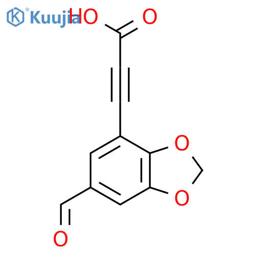 3-(6-formyl-1,3-dioxaindan-4-yl)prop-2-ynoic acid structure