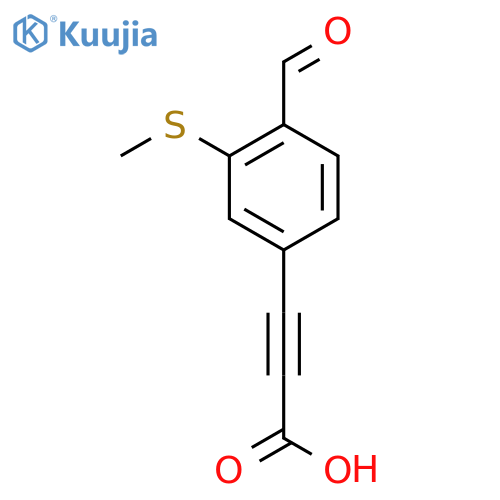3-4-formyl-3-(methylsulfanyl)phenylprop-2-ynoic acid structure