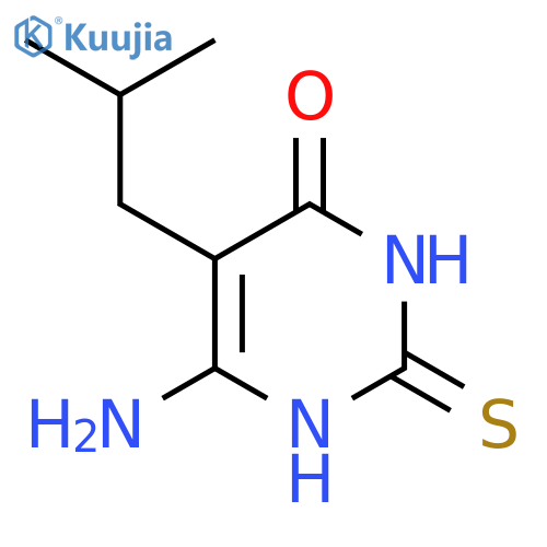 6-amino-5-(2-methylpropyl)-2-sulfanyl-3,4-dihydropyrimidin-4-one structure