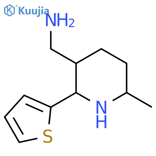 6-methyl-2-(thiophen-2-yl)piperidin-3-ylmethanamine structure