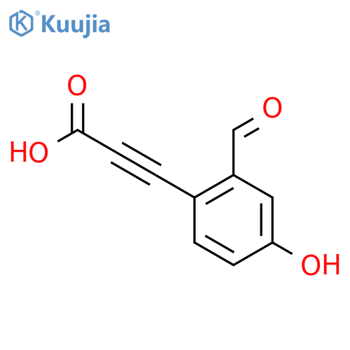 3-(2-formyl-4-hydroxyphenyl)prop-2-ynoic acid structure