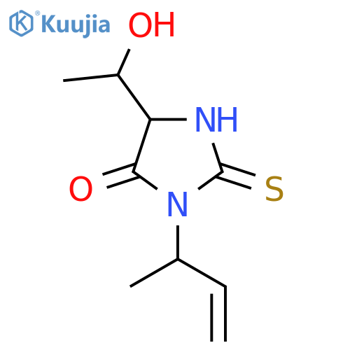 3-(but-3-en-2-yl)-5-(1-hydroxyethyl)-2-sulfanylideneimidazolidin-4-one structure