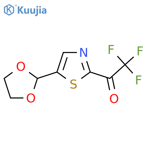 1-5-(1,3-dioxolan-2-yl)-1,3-thiazol-2-yl-2,2,2-trifluoroethan-1-one structure