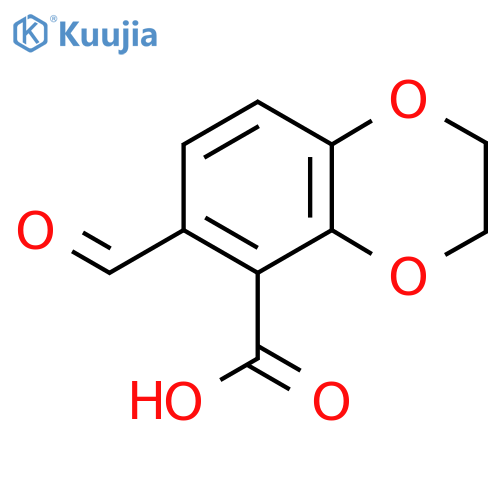 6-Formyl-2,3-dihydro-1,4-benzodioxine-5-carboxylic acid structure