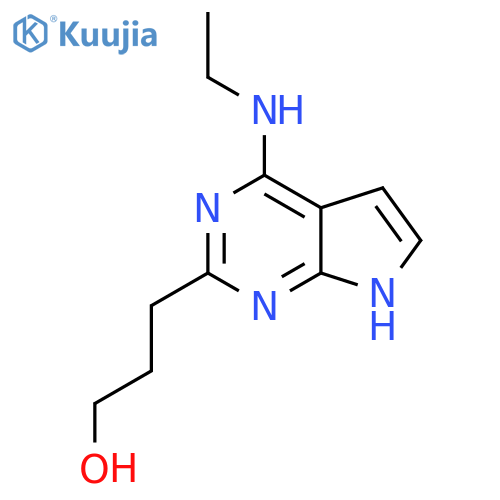3-4-(ethylamino)-7H-pyrrolo2,3-dpyrimidin-2-ylpropan-1-ol structure