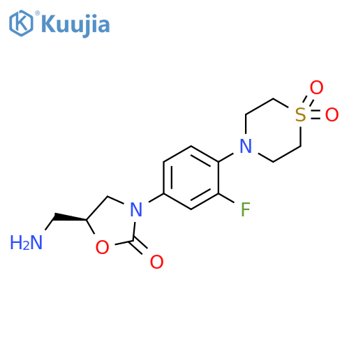 2-Oxazolidinone,5-(aminomethyl)-3-[4-(1,1-dioxido-4-thiomorpholinyl)-3-fluorophenyl]-,(5S)- structure