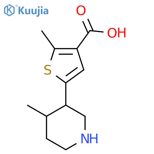 2-methyl-5-(4-methylpiperidin-3-yl)thiophene-3-carboxylic acid structure