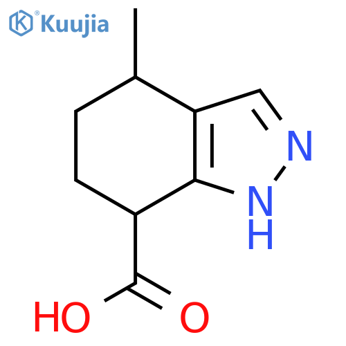 4-methyl-4,5,6,7-tetrahydro-1H-indazole-7-carboxylic acid structure