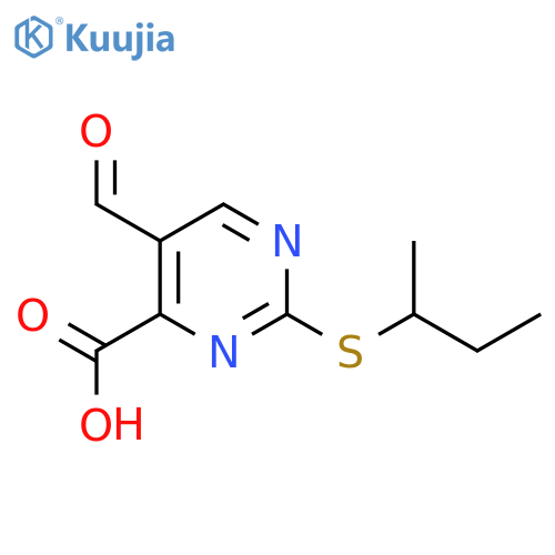 2-(butan-2-ylsulfanyl)-5-formylpyrimidine-4-carboxylic acid structure