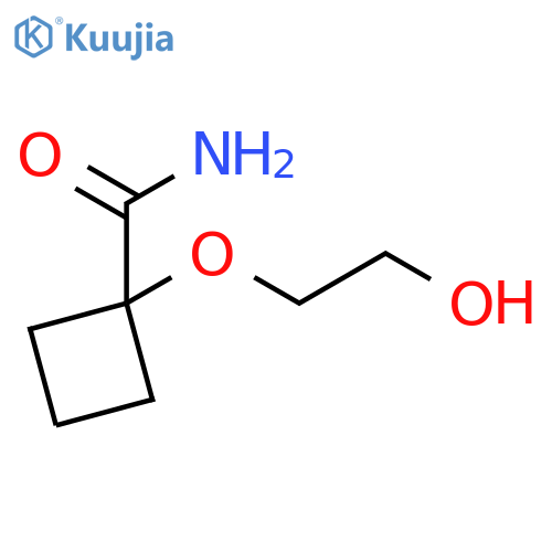 1-(2-hydroxyethoxy)cyclobutane-1-carboxamide structure