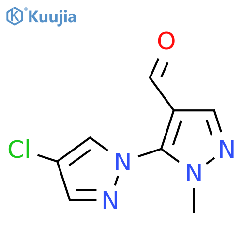 5-(4-chloro-1H-pyrazol-1-yl)-1-methyl-1H-pyrazole-4-carbaldehyde structure