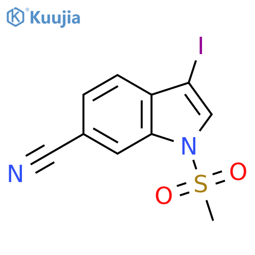 3-iodo-1-methanesulfonyl-1H-indole-6-carbonitrile structure